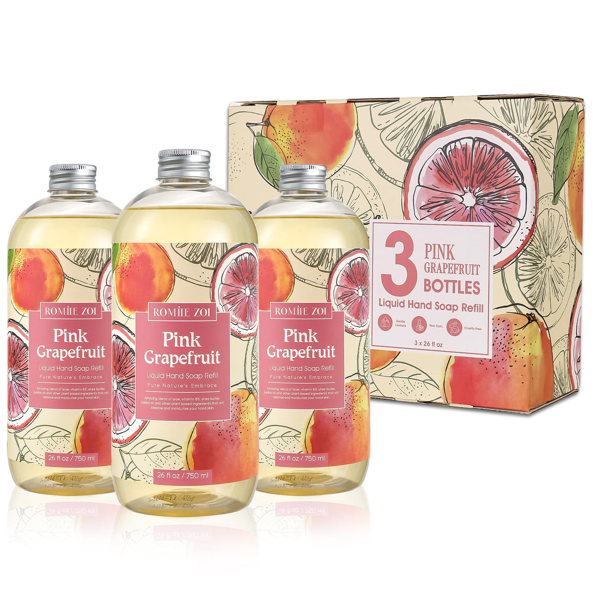 ROMIIE ZOI Liquid Hand Soap Refill, Eucalyptus Mint, 26 Fl Oz, 3-Pack