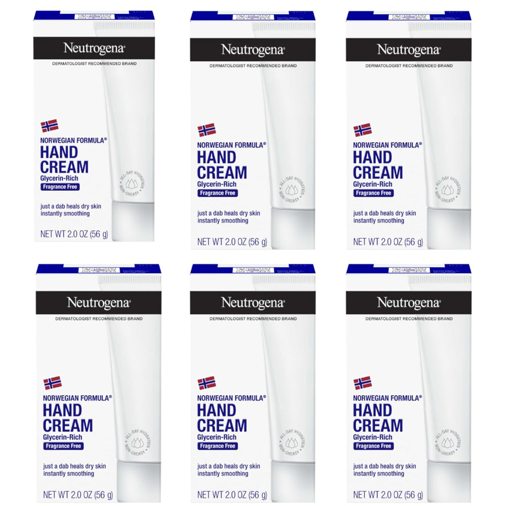 Neutrogena Norwegian Formula Hand Cream, Fragrance Free, 6 x 2 oz