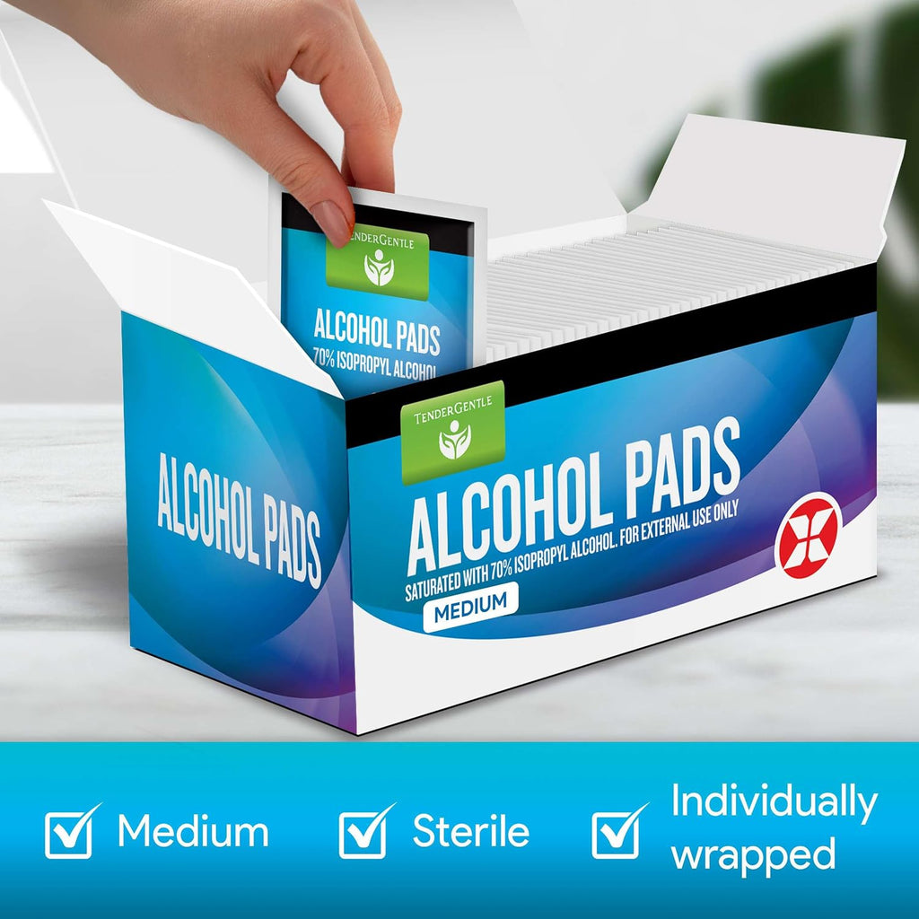 Alcohol Prep Pads - 200 Sterile Alcohol Wipes Individually Wrapped - Saturated with 70% Isopropyl - For Home, First Aid Kits, and Medical Use