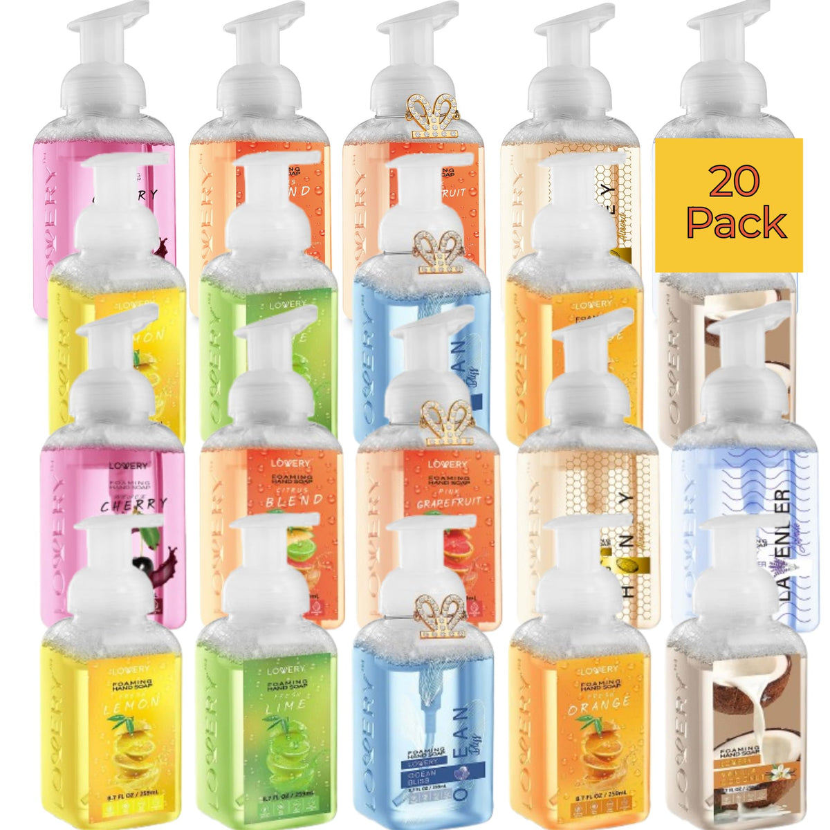 Foaming Hand Soap 10 Pack, Moisturizing W Aloe Vera & Essential Oils - Alcohol-Free Citrus Blend, Lemon, Orange, Lime, Grapefruit, Black Cherry Fragrances & More Hand Wash for Kitchen and Bathroom