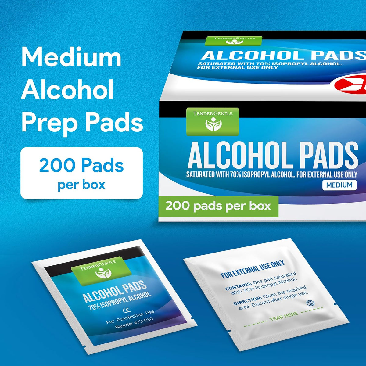 Alcohol Prep Pads - 200 Sterile Alcohol Wipes Individually Wrapped - Saturated with 70% Isopropyl - For Home, First Aid Kits, and Medical Use