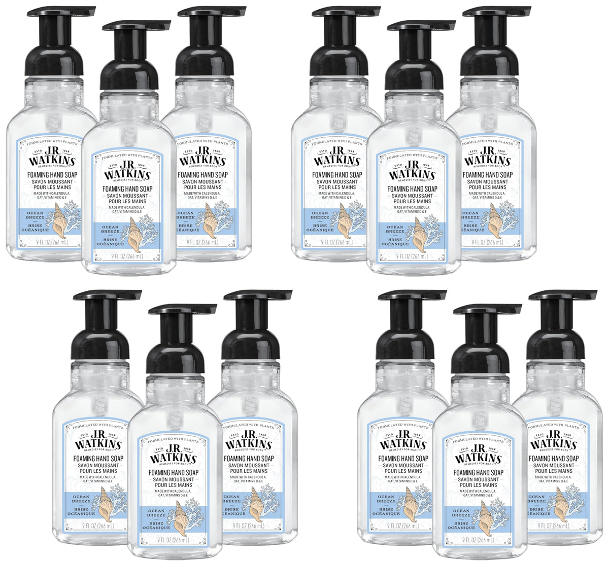 J.R. Watkins Moisturizing Foam Hand Soap Dispenser 3 Pack, Lemon, 9 fl oz