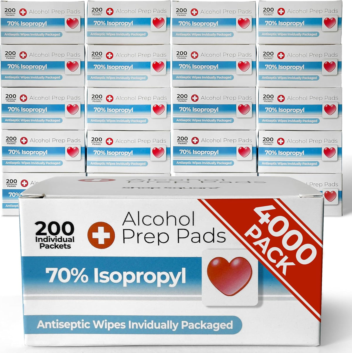 Alcohol Prep Pads in Bulk – 70% Isopropyl Wipes, 4000 Pack