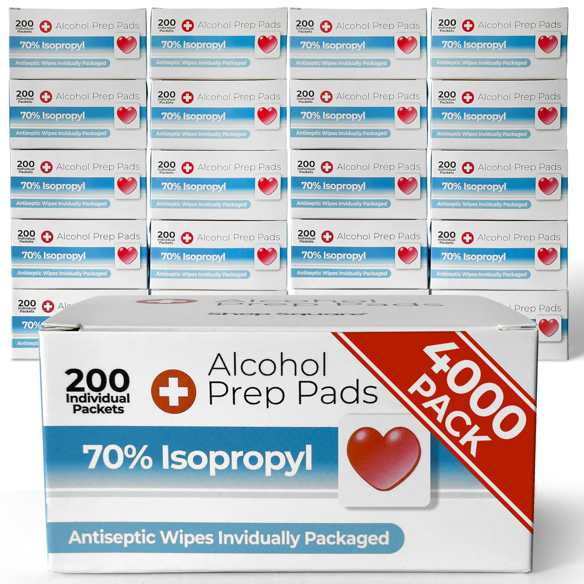 Alcohol Prep Pads in Bulk – 70% Isopropyl Wipes, 4000 Pack